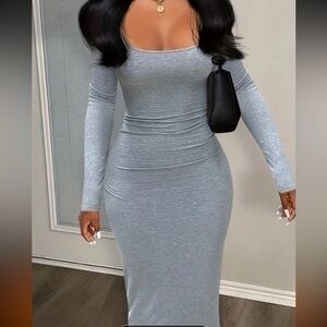 Squared Neck Solid Maxi Dress